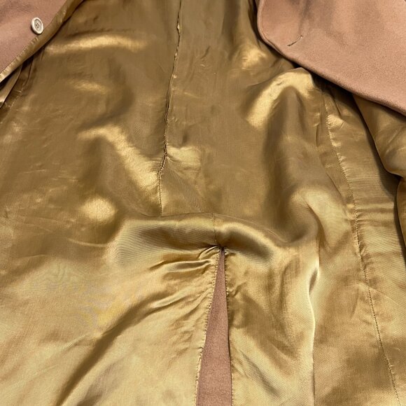 Bill Blass Women's Pea Coat Tan Wool with Cashmere Blend Double Beaded Size M - Picture 14 of 14